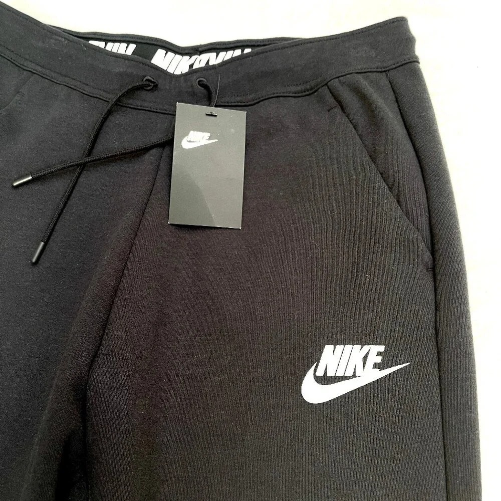 NWT NIKE Croped Jersey High Waist PANT SNKR 884410-010 Black S - Picture 7 of 13